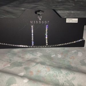 WINDSOR CHOKER CUBIC ZIRCONIA W/ EARRINGS